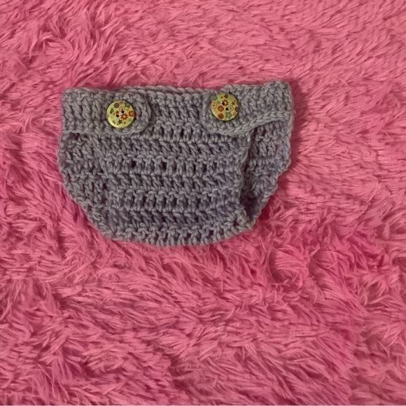 Hand Crafted Other - HANDCRAFTED, HAND CROCHETED DIAPER COVER, LAVENDER WITH WOODEN BUTTONS, NB-3M